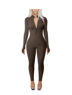 Open image in slideshow, The Aura Zip Jumpsuit: Women&#39;s Performance Workout Jumpsuit
